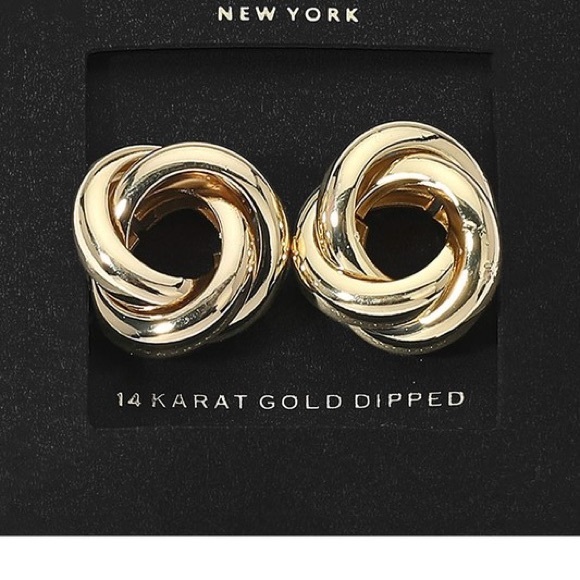 Gold Knot Earrings - Picture 2 of 3